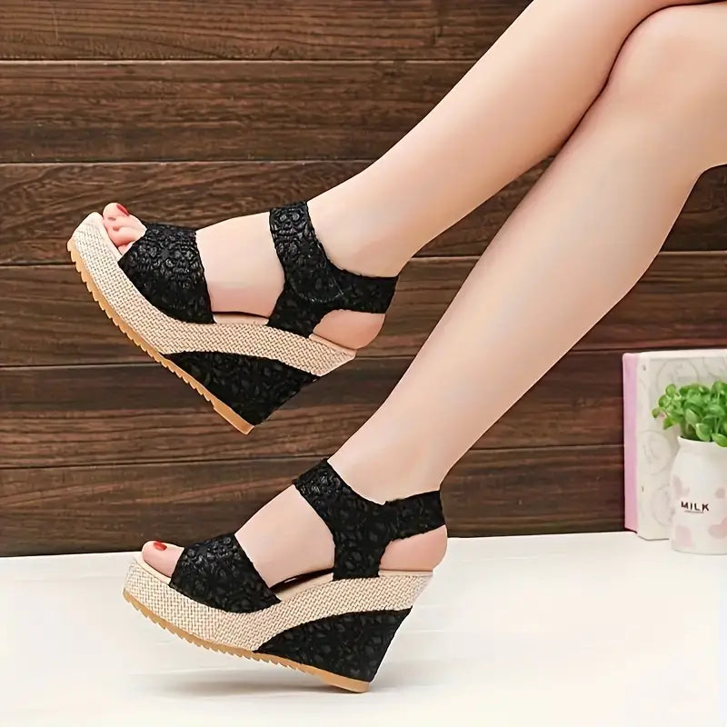 🔥Last Day 59% OFF - Women's Peep Toe Wedge Sandals