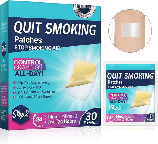 Delivered Over 24 Hours Transdermal System, 30 Count Quit Smoking Stickers That Work with 2 Weeks, Anti-Stickers