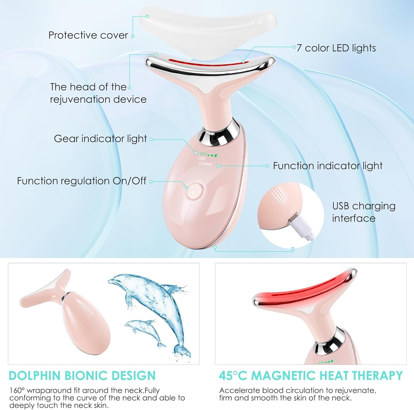 Facial Massager for Face and Neck, Red-Light-Therapy