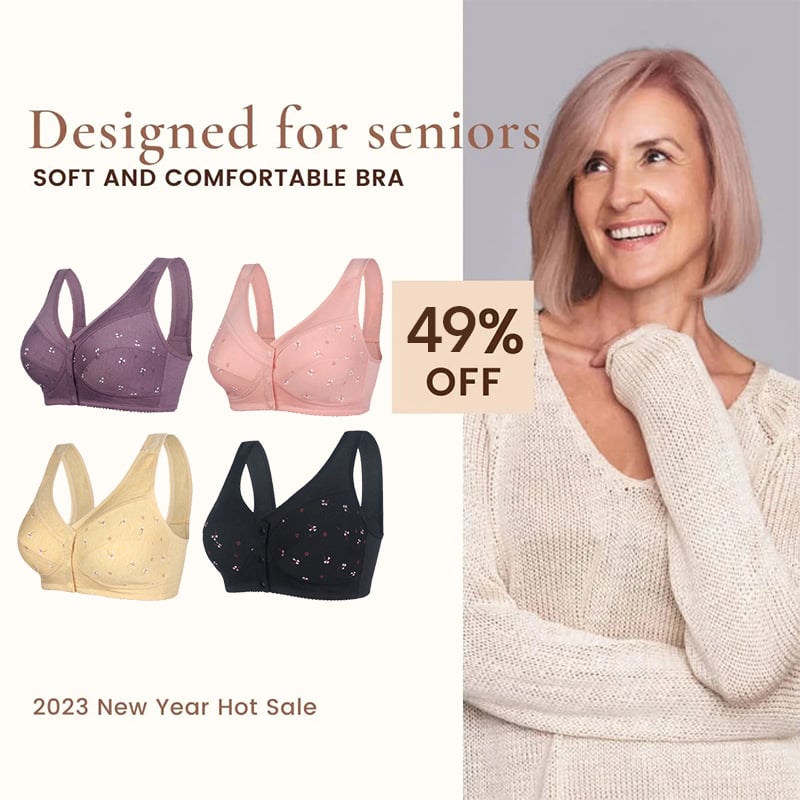 🌹Buy 2 Get 1 Free🌹Design for Senior Front Closure Cotton Bra🎀